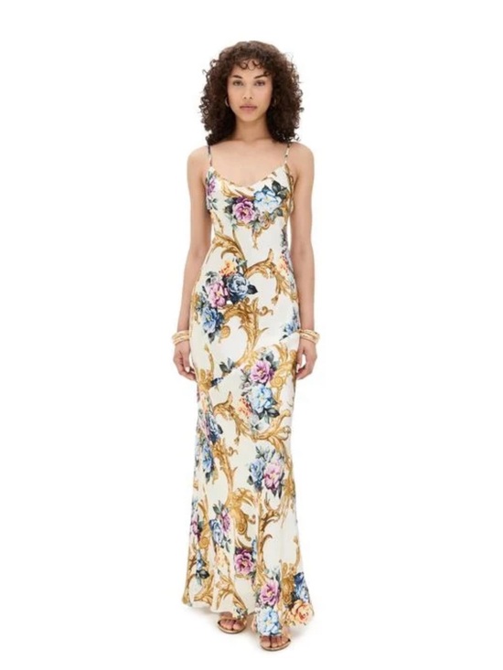 L'AGENCE Dresses & Skirts - L'AGENCE White Floral Baroque Slip Maxi Dress